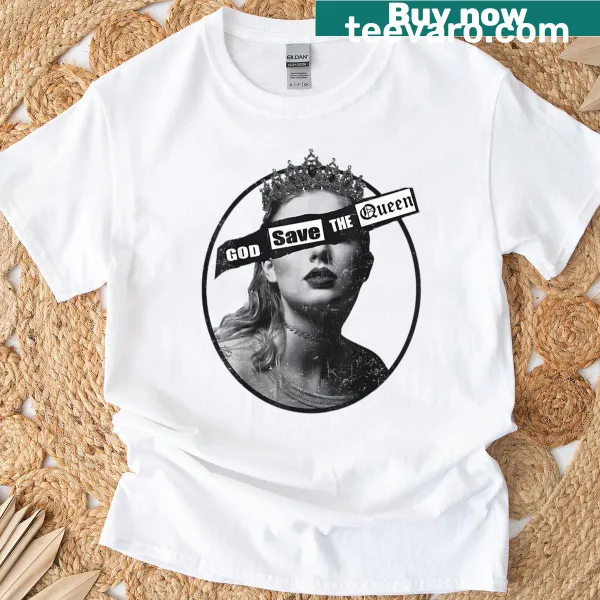 T-shirt with 'God Save The Queen' typography design