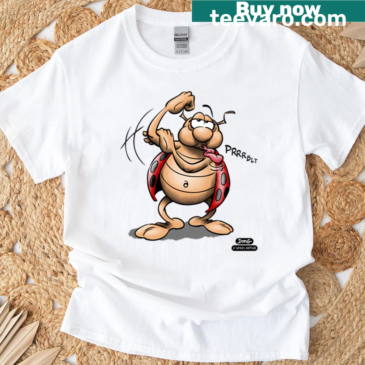 Oversized T-shirt with playful beetle graphic — on a men's t-shirt