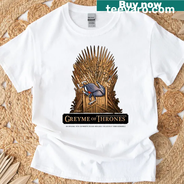 Vintage-style Greyme Of Thrones t-shirt with intricate design and lettering