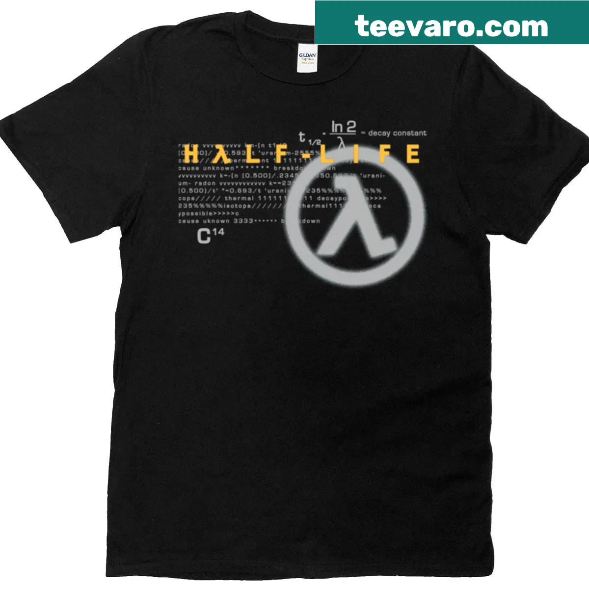 Retro t-shirt featuring the Half-Life logo from 1998 — on a men's t-shirt