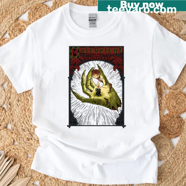 Black tee featuring a bold illustration of a sinister hand.