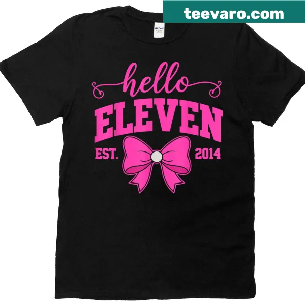 Cute birthday shirt for a girl turning eleven with pink bow design