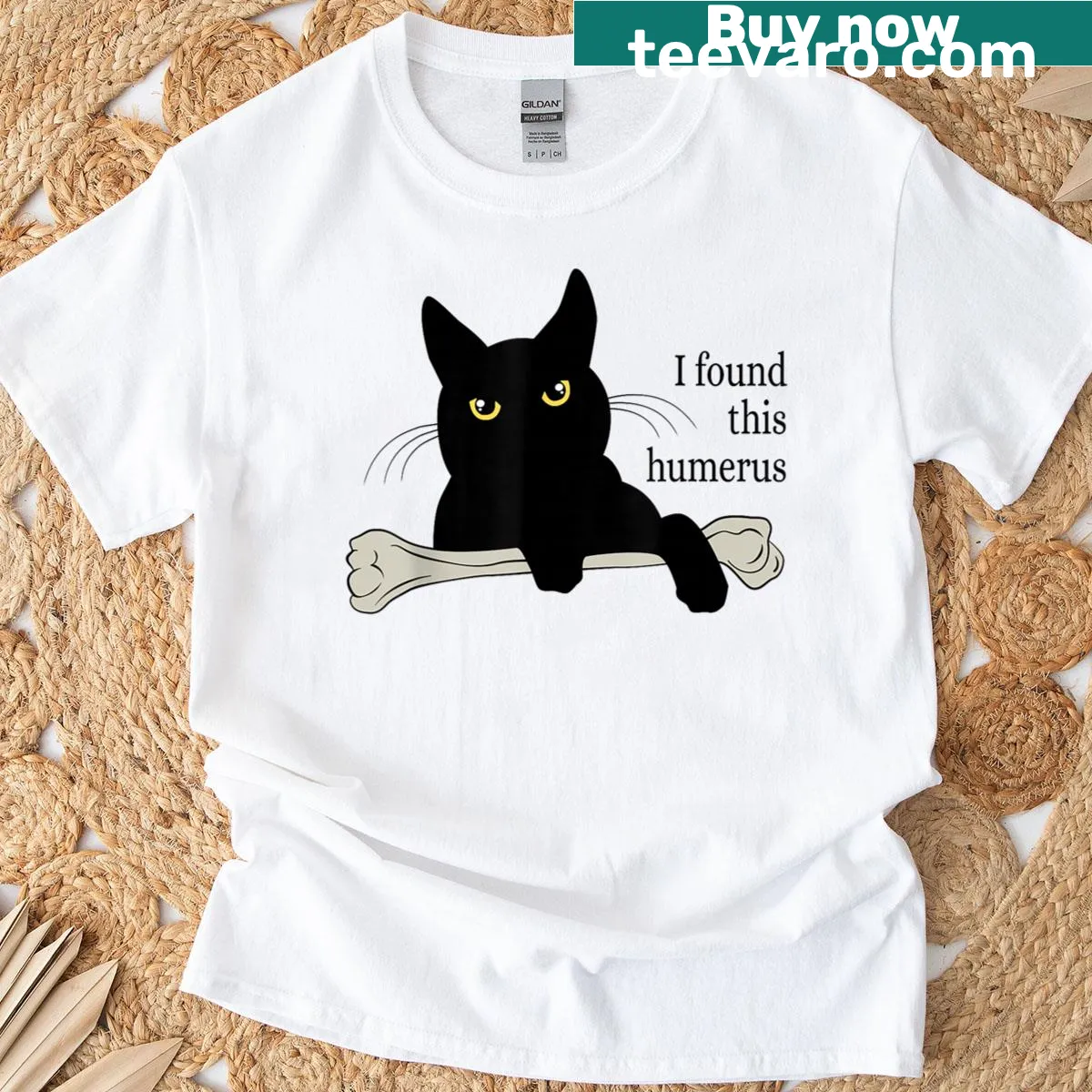 Playful typography t-shirt featuring the phrase 'I Find This Humerus' — on a men's t-shirt