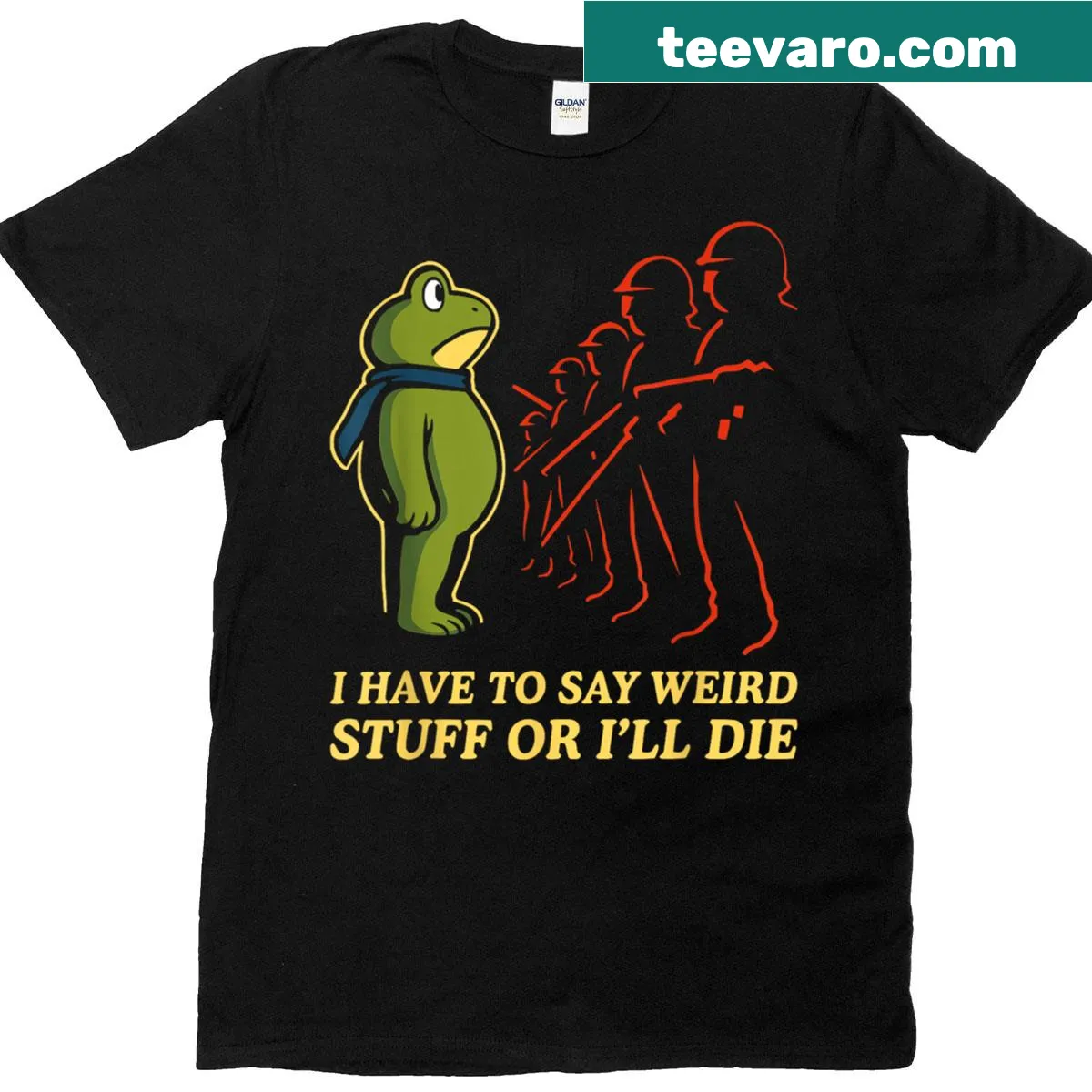 Funny t-shirt with quirky saying about saying weird stuff — on a men's t-shirt