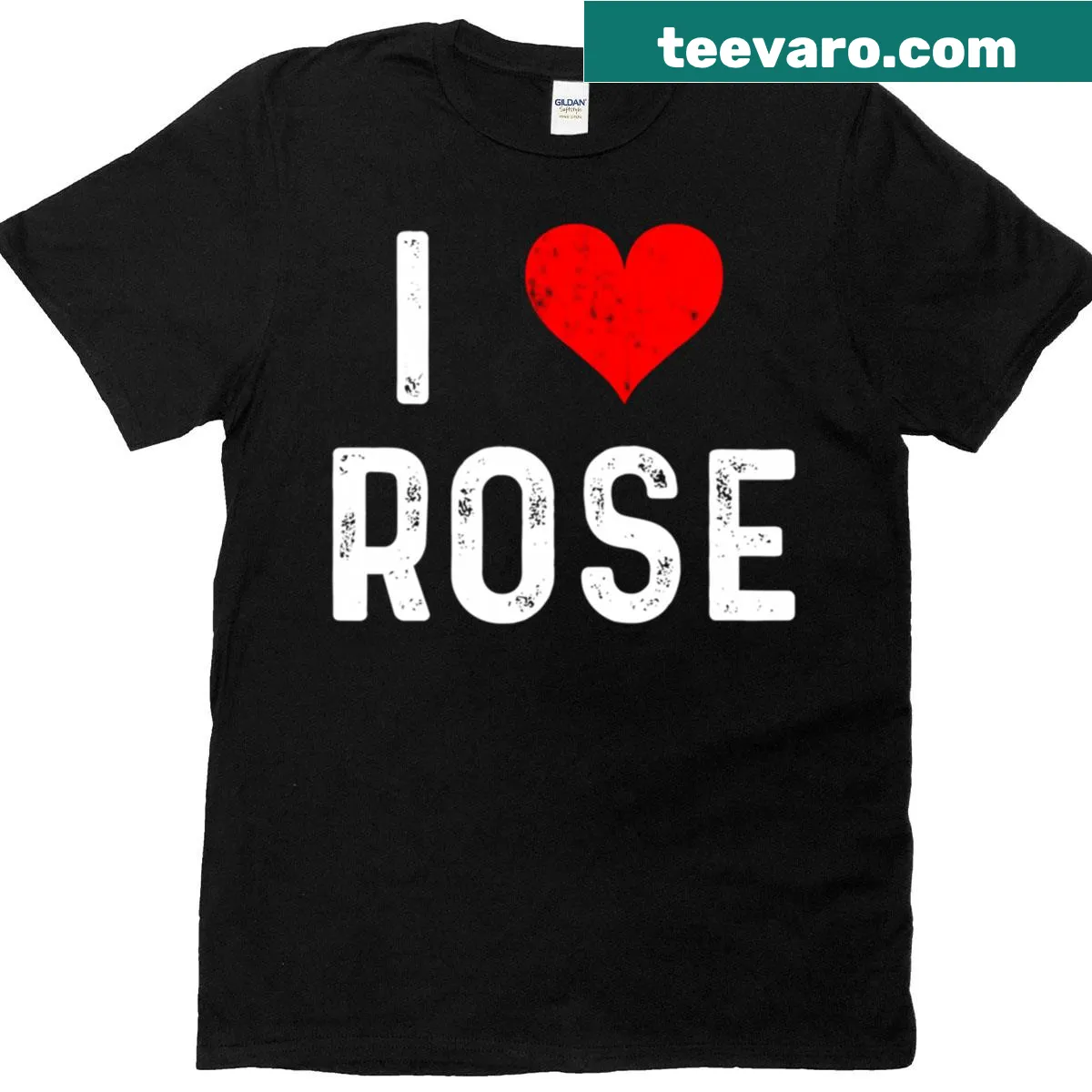 Distressed t-shirt featuring a heart and rose graphic — on a men's t-shirt