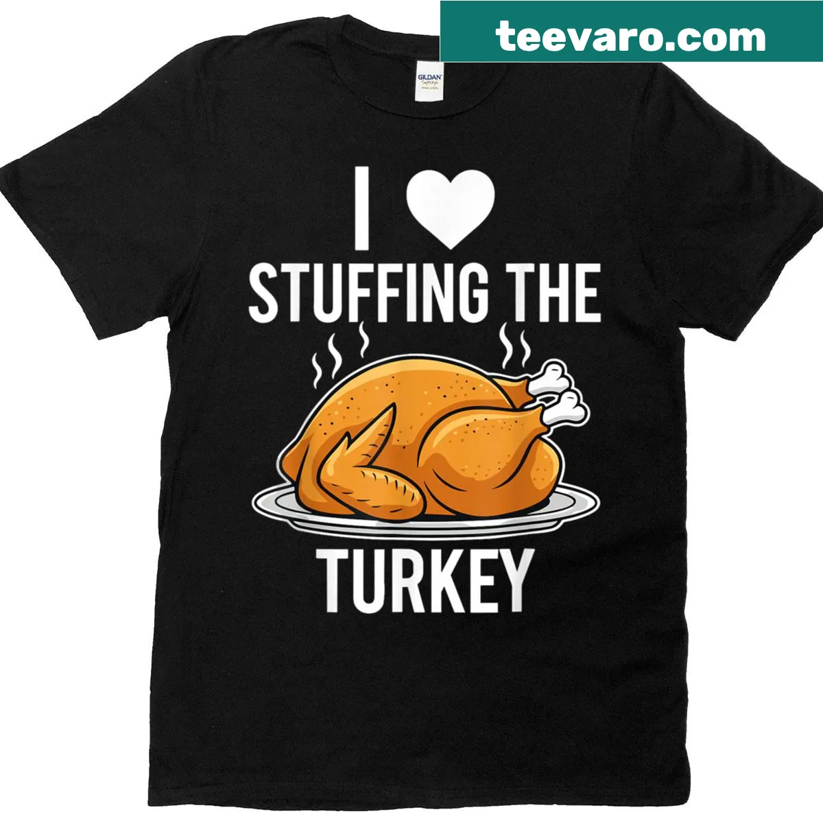 Funny couple t-shirt with the phrase 'I Love Stuffing The Turkey' — on a men's t-shirt