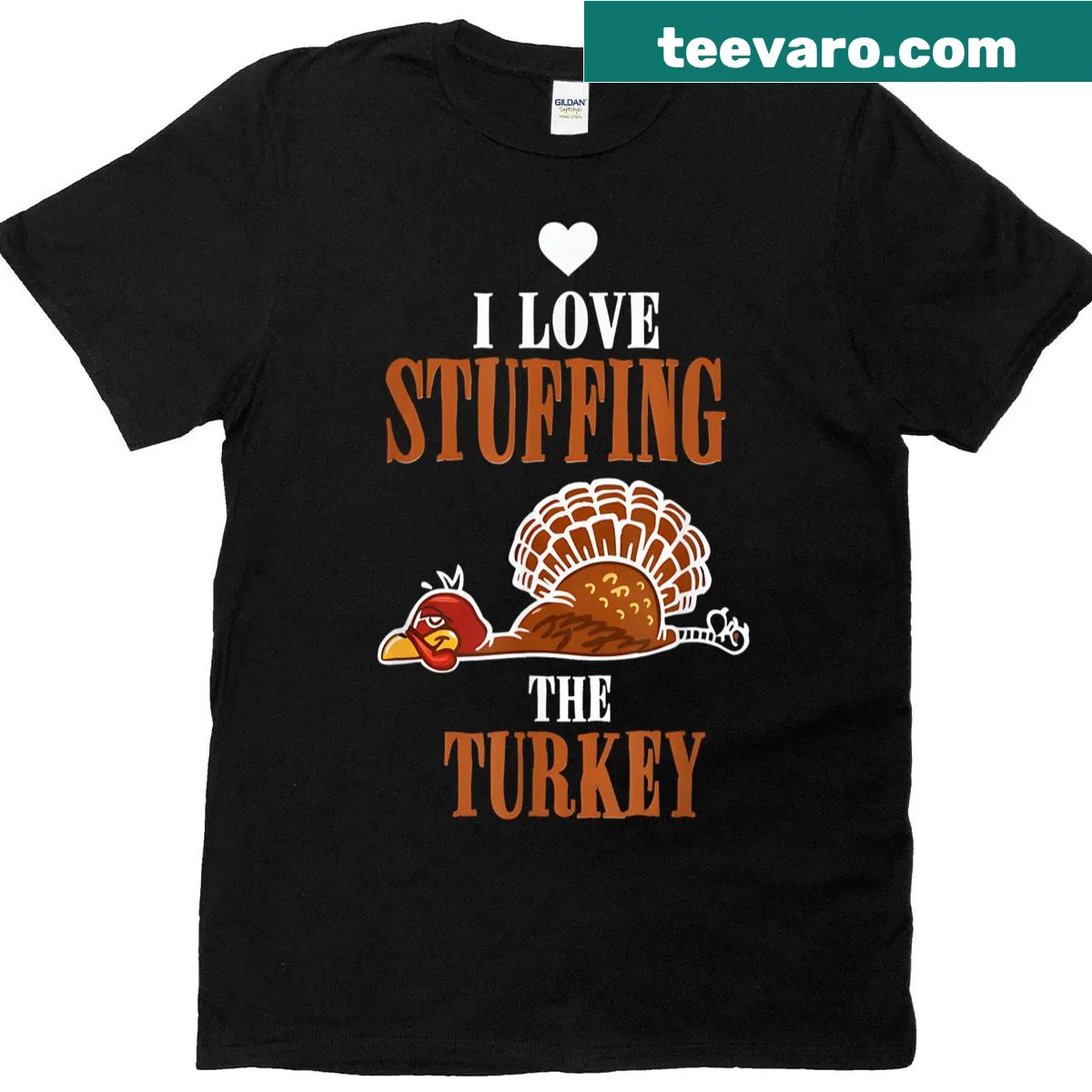Funny Thanksgiving-themed graphic tee about stuffing turkey — on a men's t-shirt