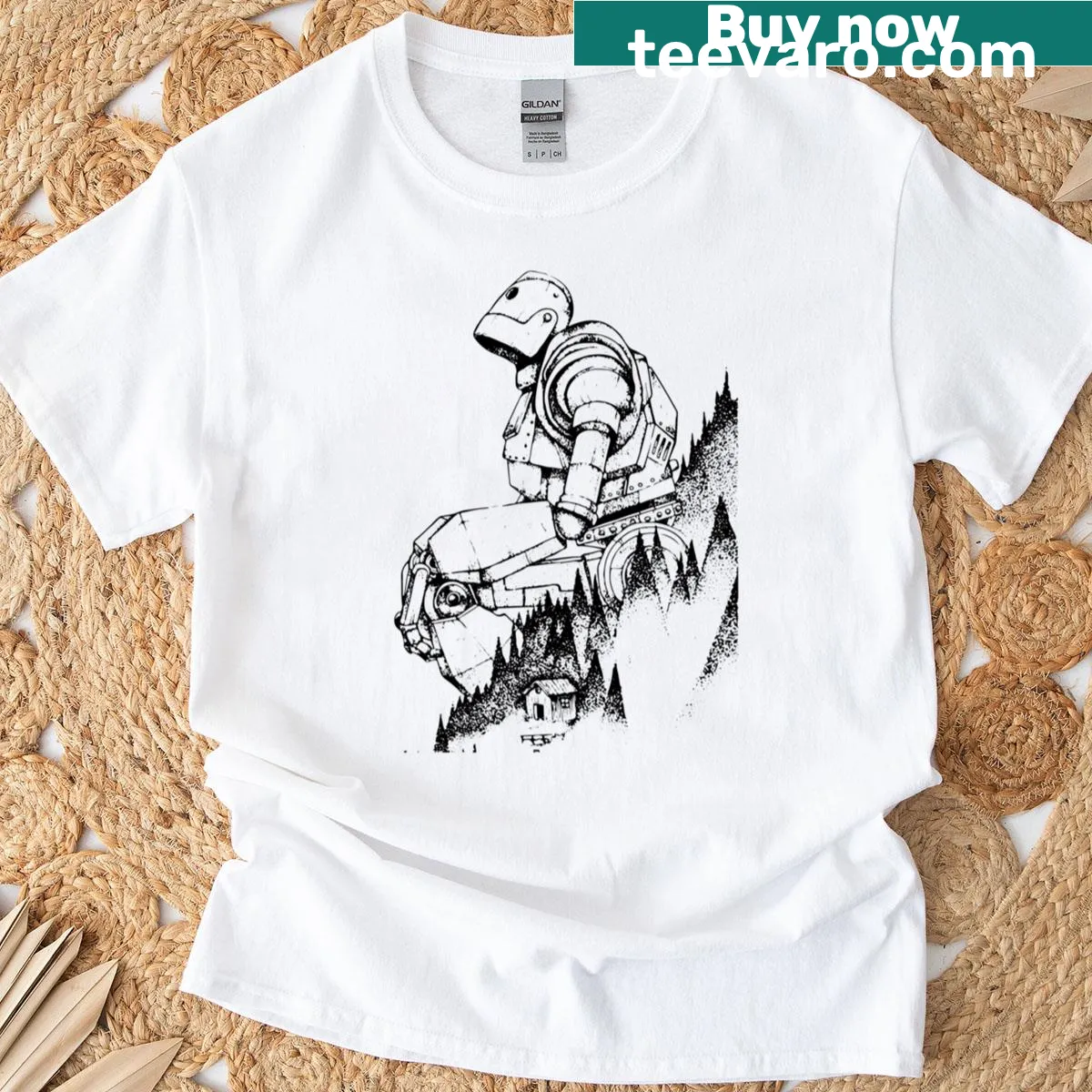 Illustration of the Iron Giant on a t-shirt — on a men's t-shirt