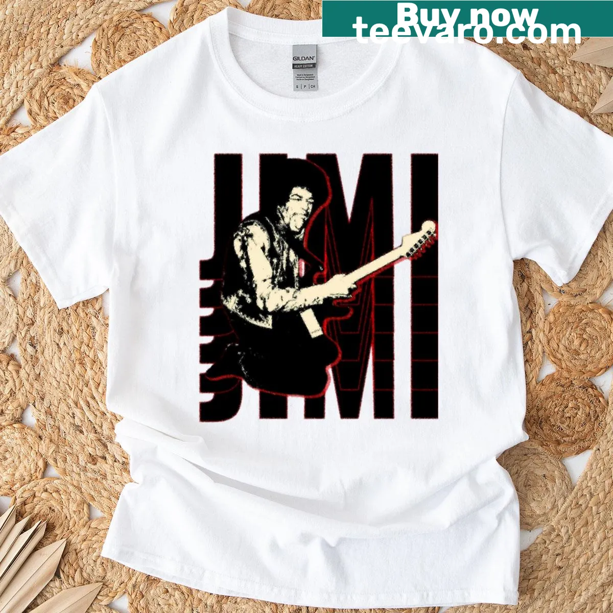 Artistic Jimi Hendrix design on a T-shirt — on a men's t-shirt