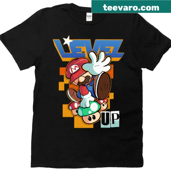 T-shirt with playful 'Level Up' graphic
