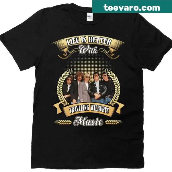 Music band t-shirt featuring Life Is Better With Music text