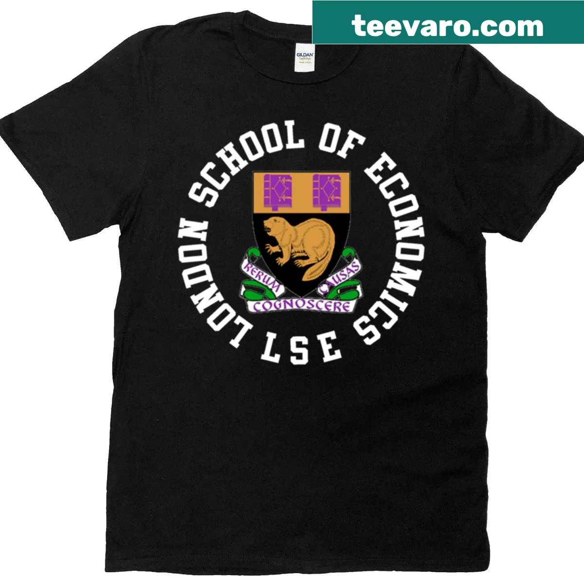 T-shirt featuring London School of Economics logo — on a men's t-shirt