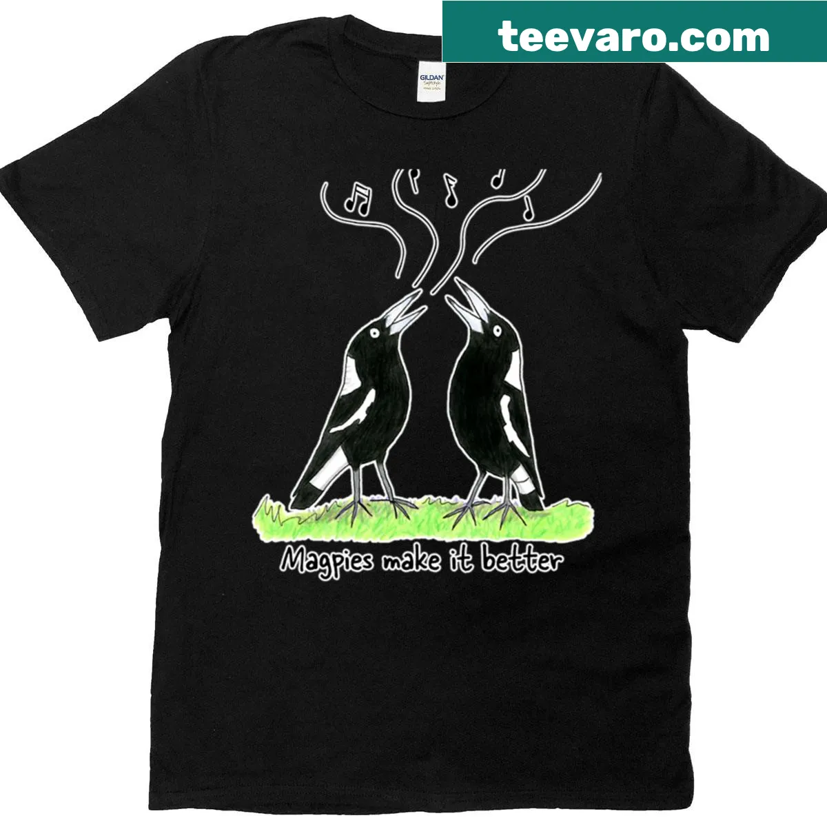 Magpie design t-shirt supporting Birdlife Australia conservation — on a men's t-shirt