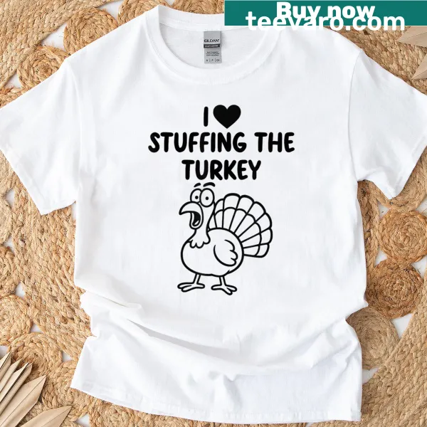 Matching couple t-shirts with Thanksgiving theme and text
