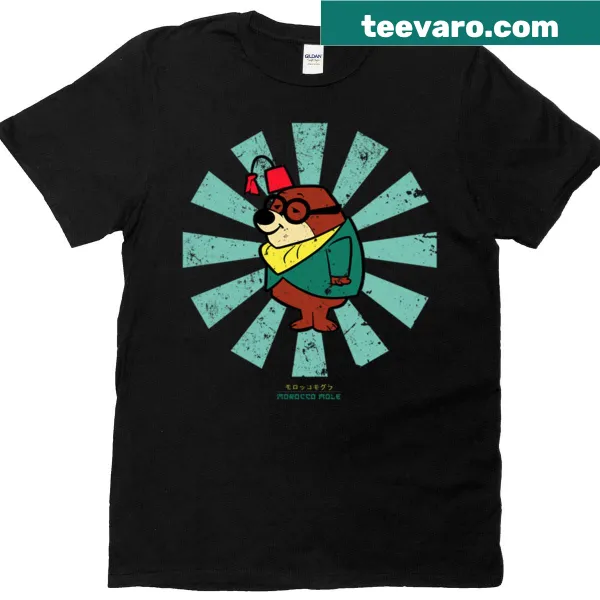 Retro-inspired T-shirt featuring Morocco Mole character