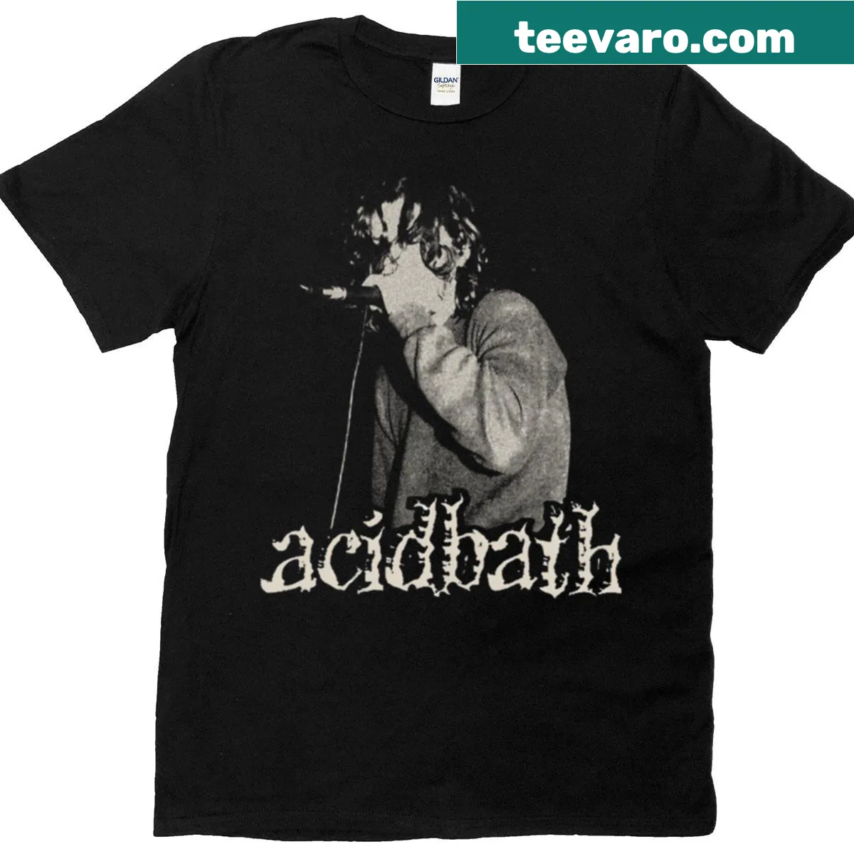Vintage-style t-shirt with a funny metal concert logo — on a men's t-shirt