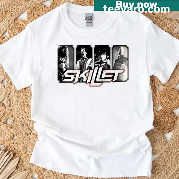 Vintage-style rock band tour T-shirt with retro graphic.