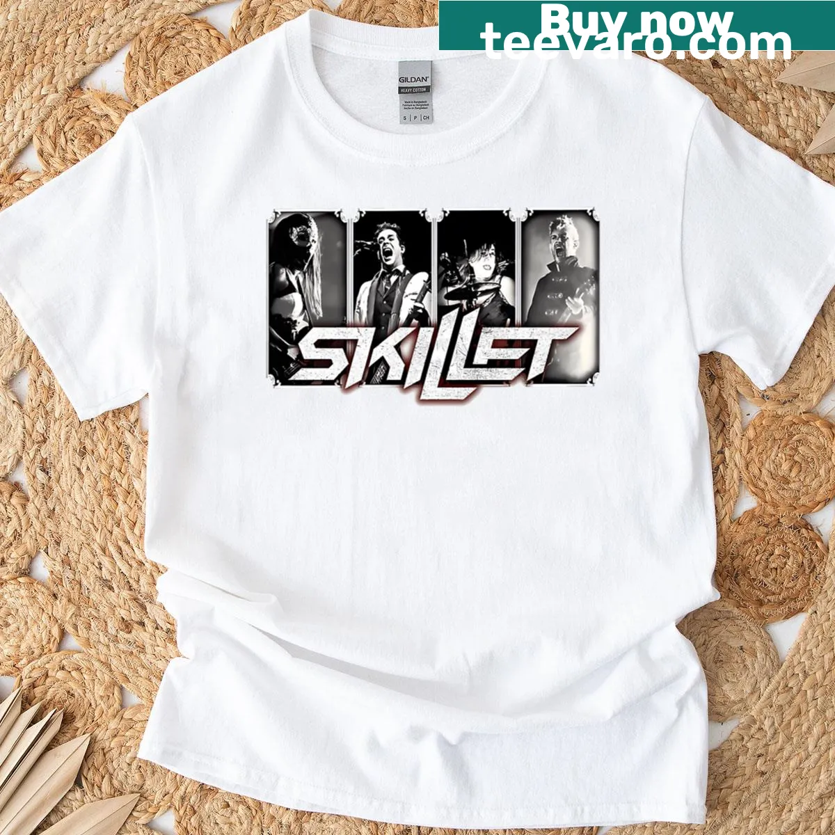 Vintage-style rock band tour T-shirt with retro graphic. — on a men's t-shirt