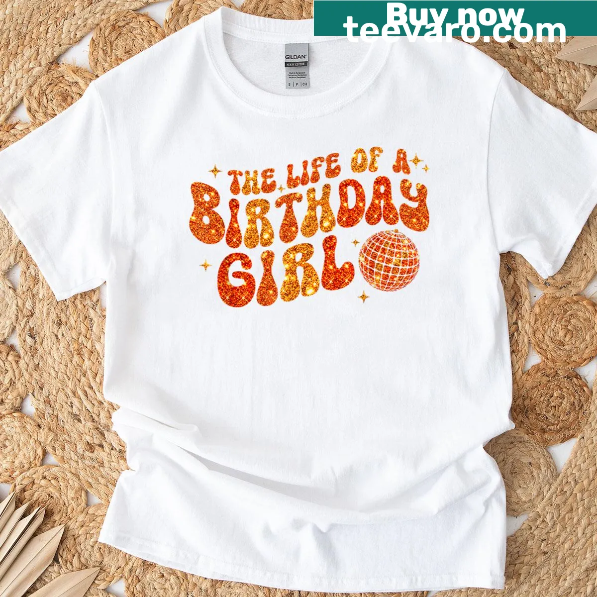 Birthday girl graphic T-shirt with a music theme — on a men's t-shirt