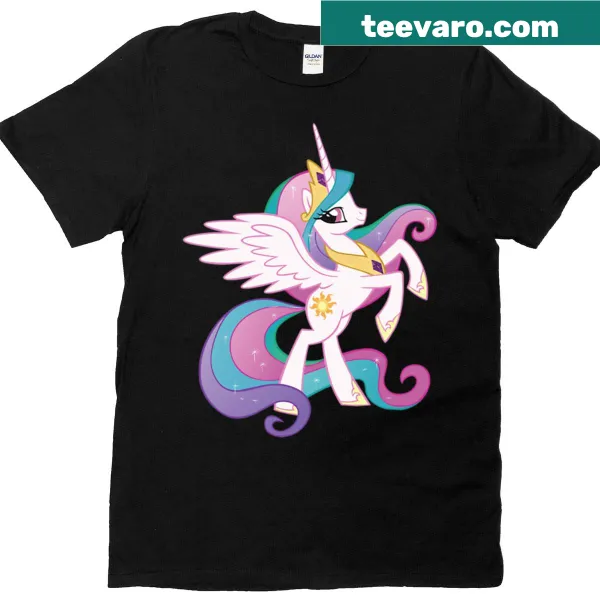 T-shirt featuring Celestia from My Little Pony with an enchanting design