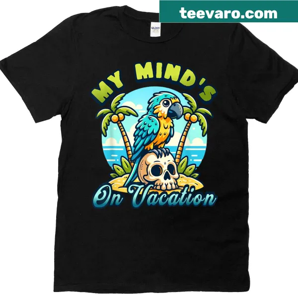 Funny parrot design T-shirt with a humorous vacation theme
