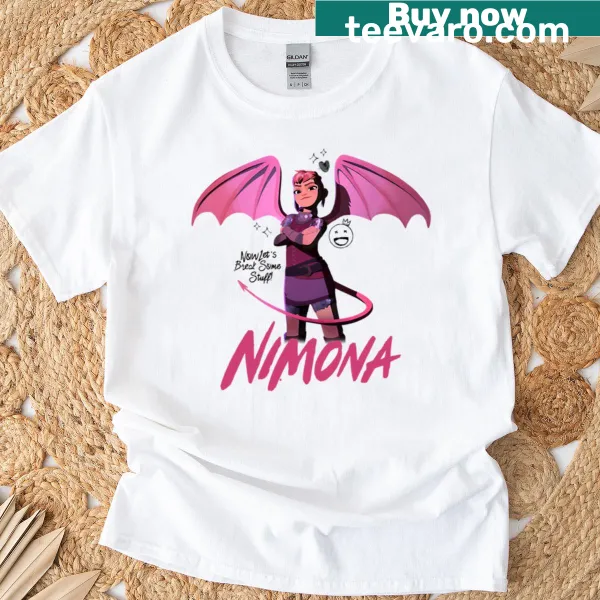 T-shirt featuring Nimona character with wings design