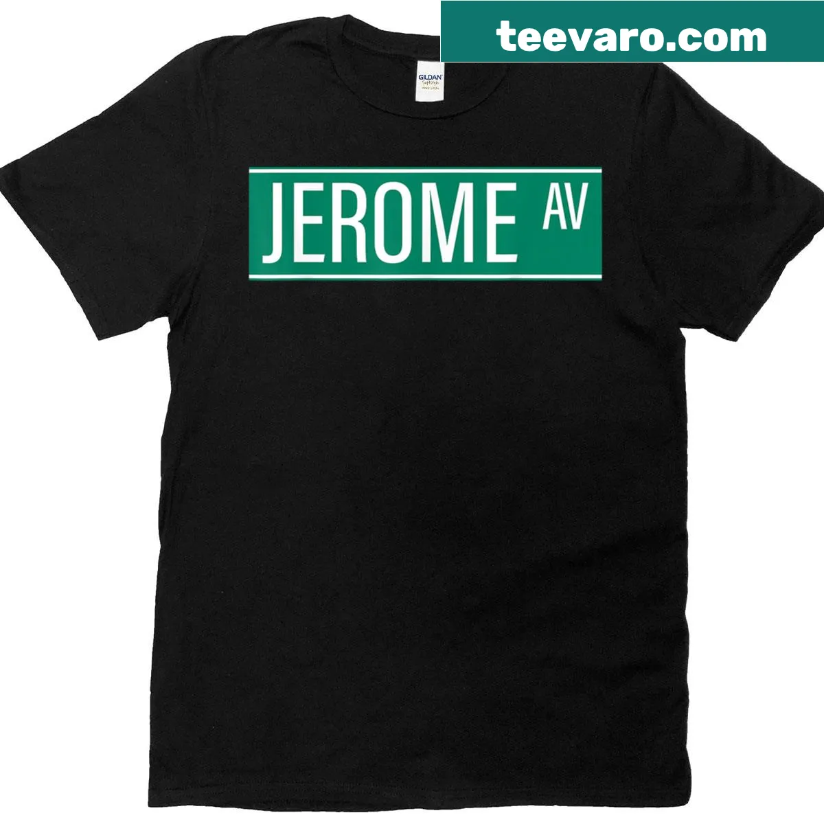 T-shirt with a silhouette of the NYC Jerome Ave street sign — on a men's t-shirt