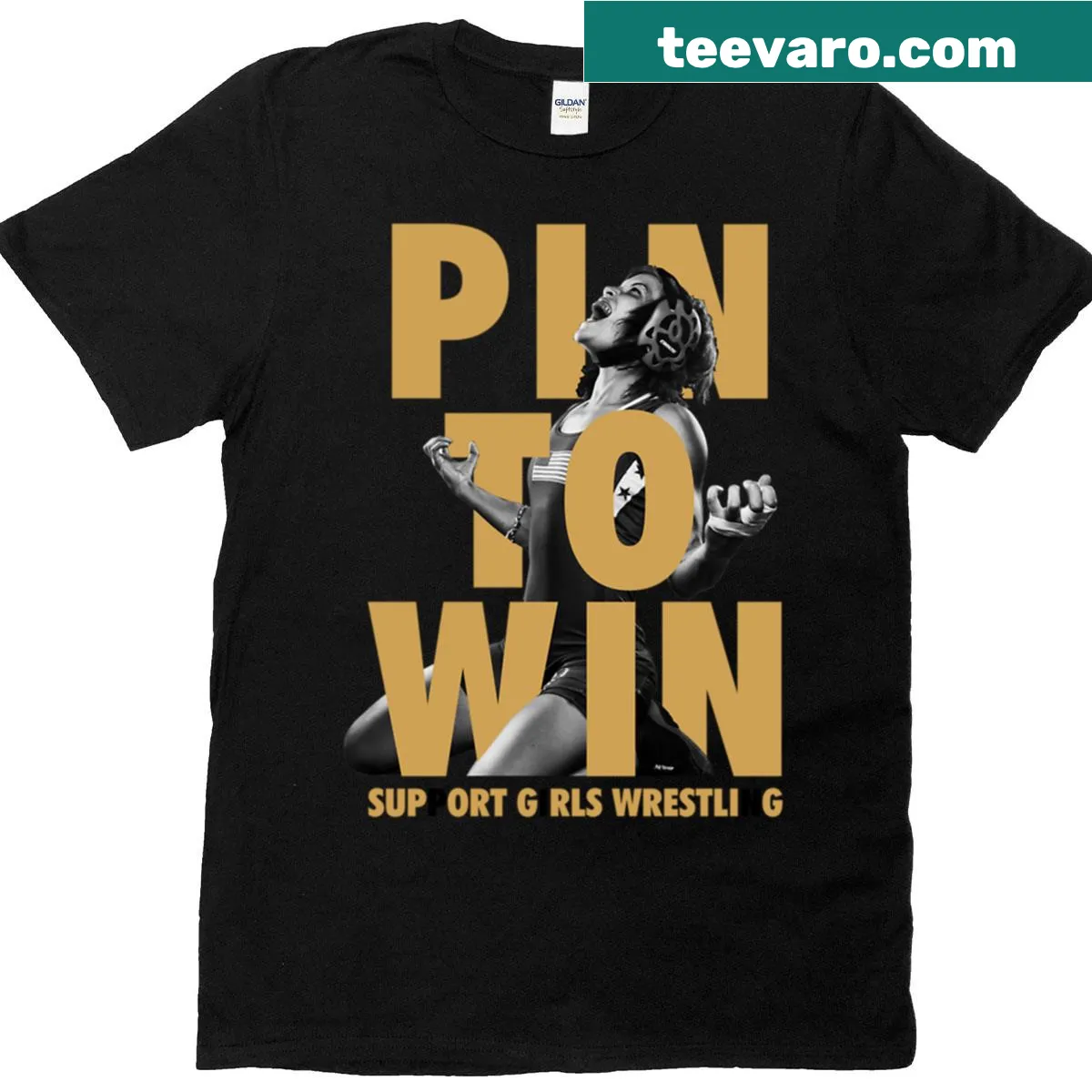Motivational T-shirt with 'Pin To Win' typography — on a men's t-shirt