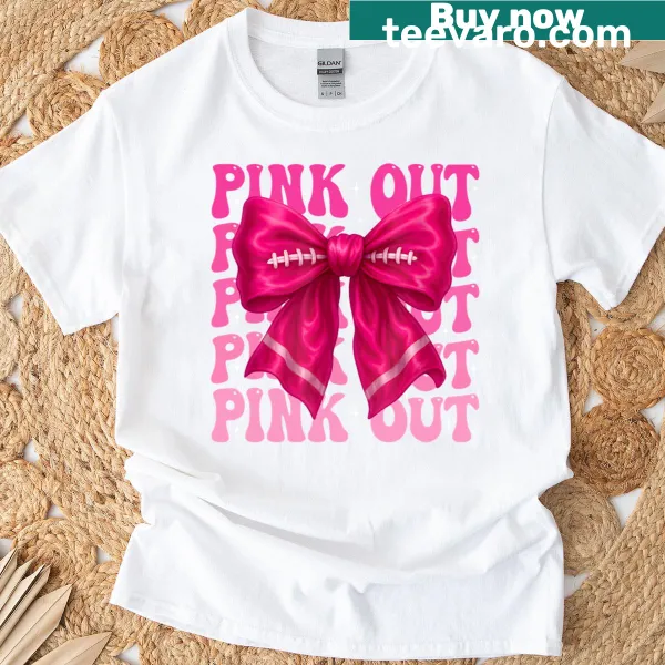 Football-themed breast cancer awareness design on a T-shirt