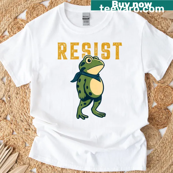 Illustration of frogs protesting on a T-shirt design
