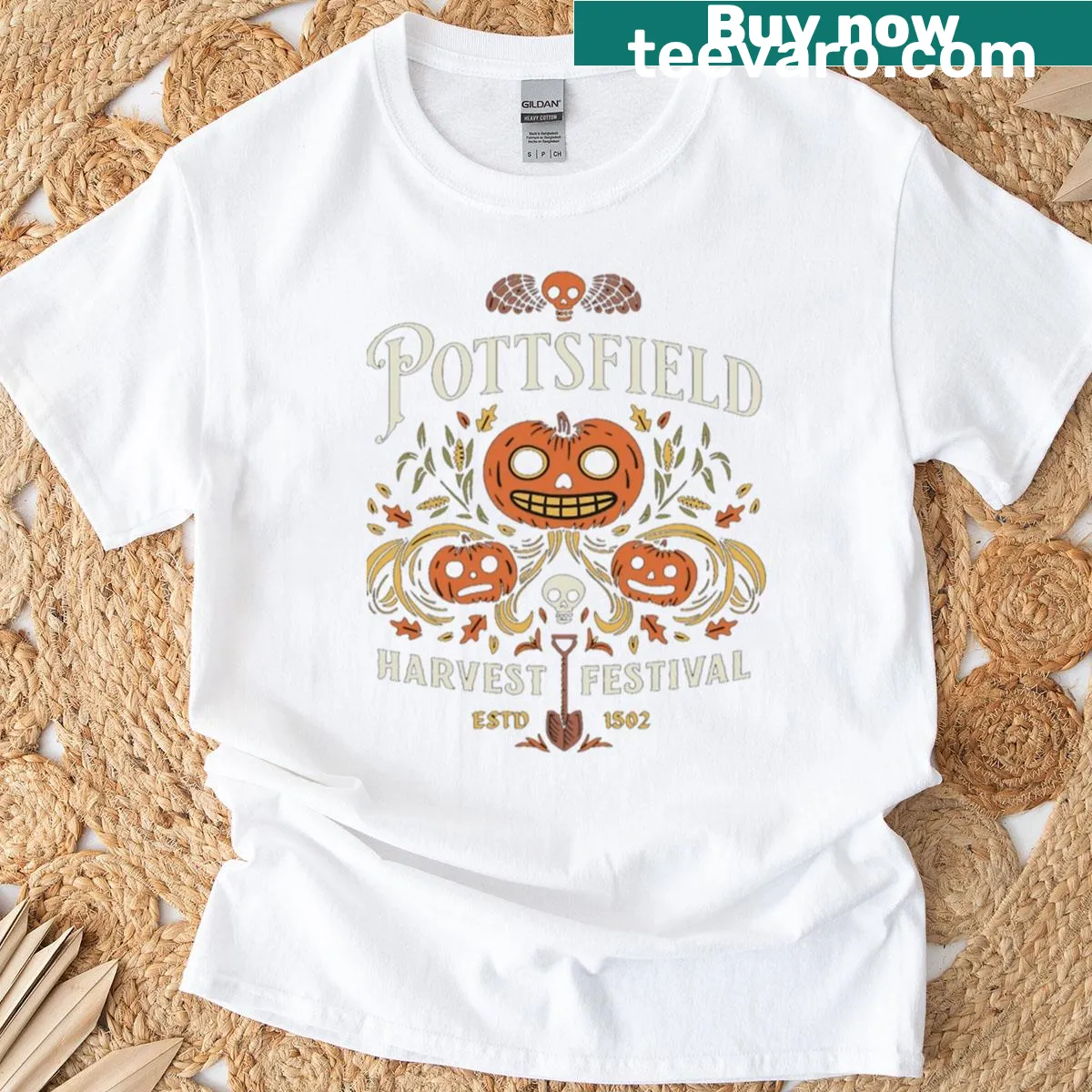 Whimsical vegetable graphic T-shirt for harvest season — on a men's t-shirt