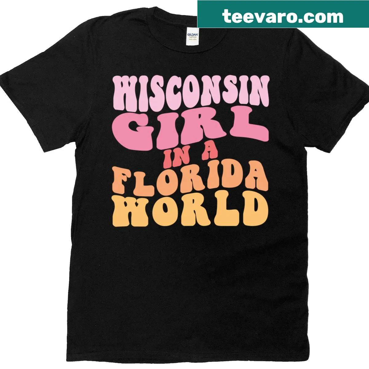 Wisconsin girl in Florida graphic on a Proud Girl Design t-shirt — on a men's t-shirt