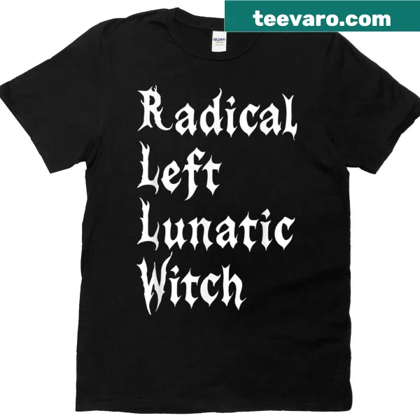 Playful retro design shirt featuring a radical left lunatic witch
