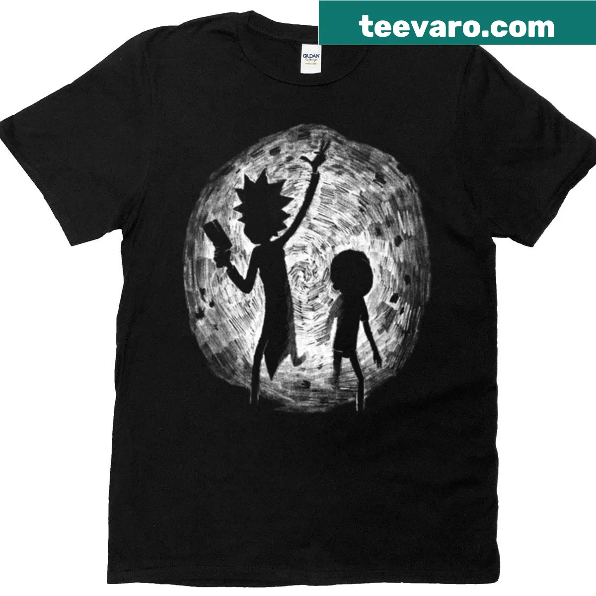 Edgy T-shirt inspired by Rick and Morty with playful graphics — on a men's t-shirt