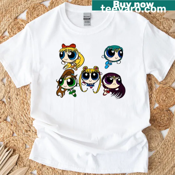 Sailor Moon characters illustrated in Powerpuff Girls style