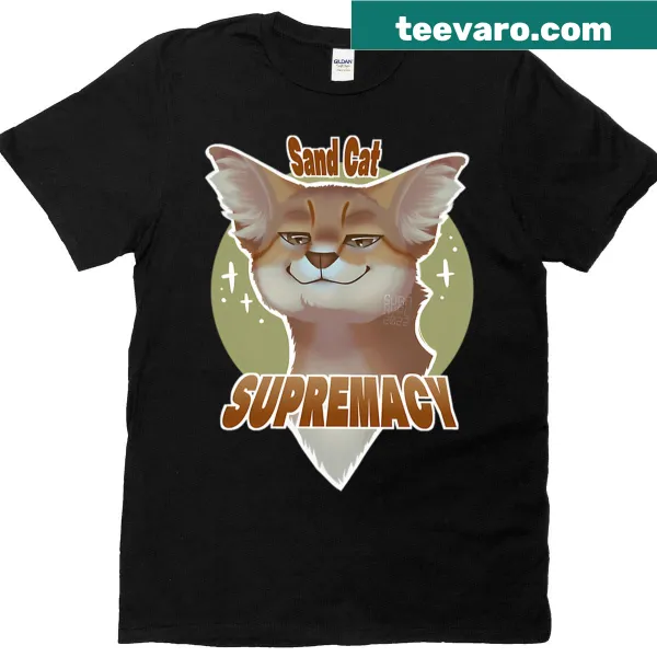 Illustration of a sand cat on a t-shirt, celebrating feline uniqueness