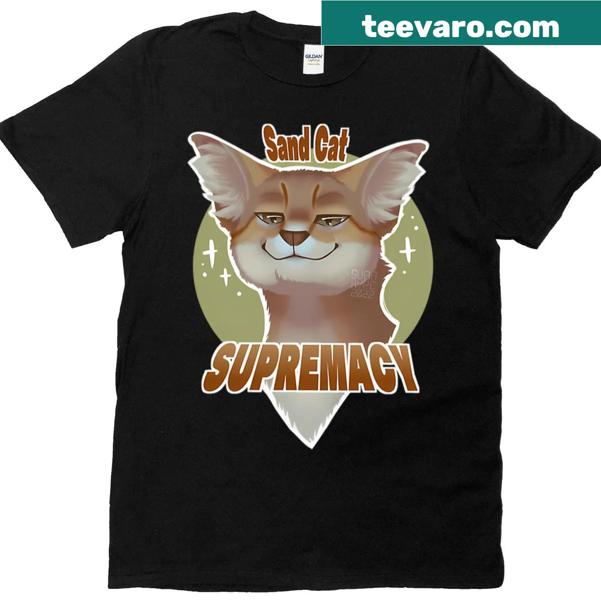 Illustration of a sand cat on a t-shirt, celebrating feline uniqueness — on a men's t-shirt