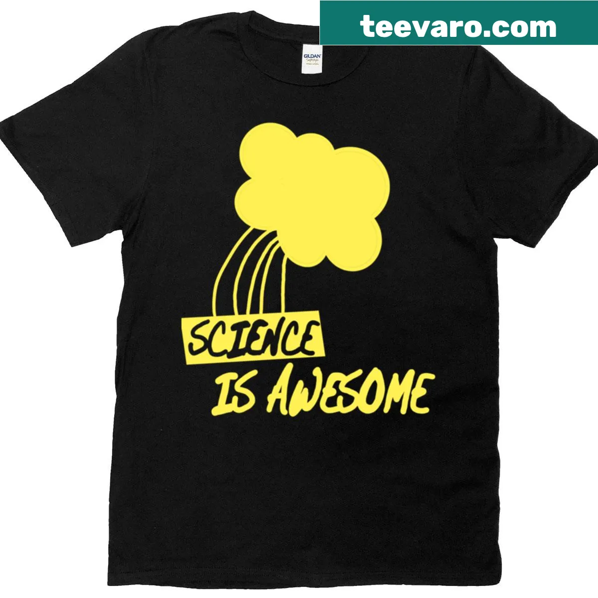 T-shirt with the phrase 'Science Is Awesome' in bold lettering. — on a men's t-shirt