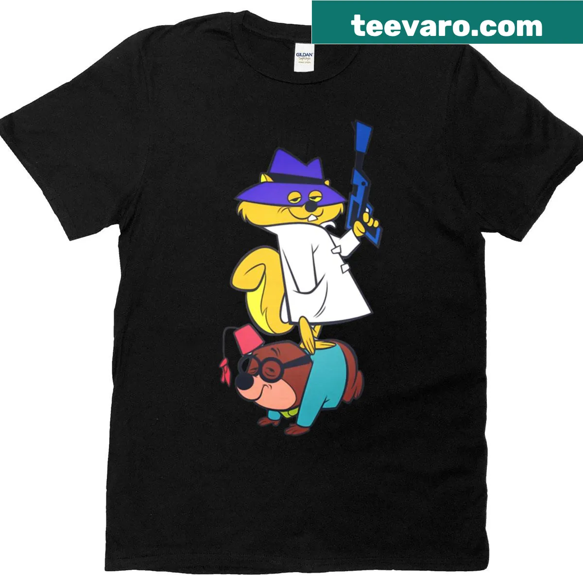 Retro T-shirt featuring Secret Squirrel and Moroccan Mole — on a men's t-shirt