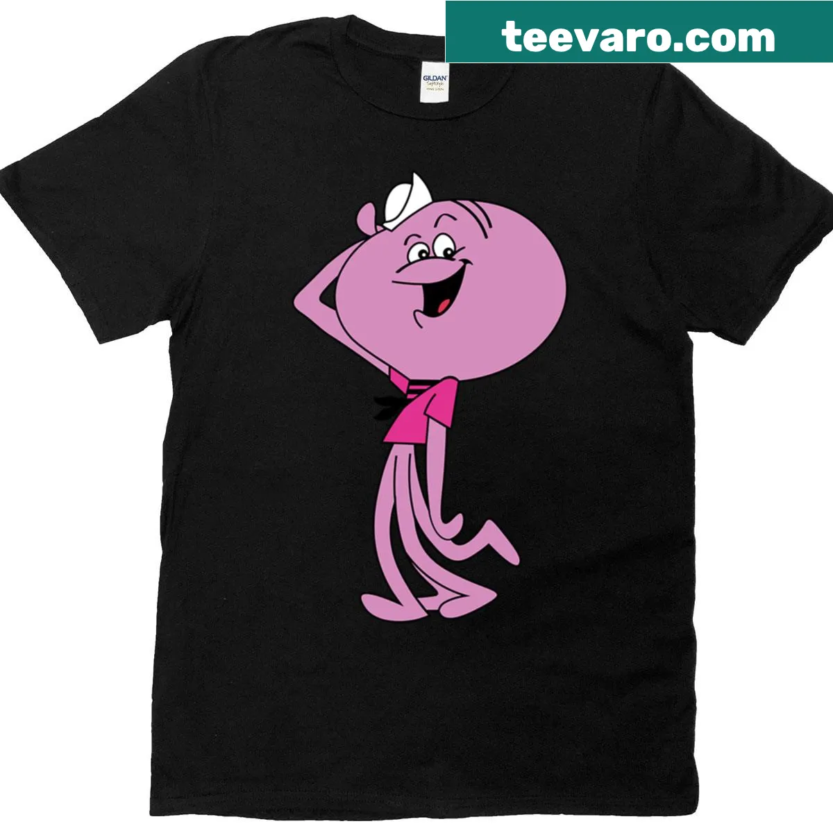Cartoon Squiddly Diddly design on a playful T-shirt — on a men's t-shirt
