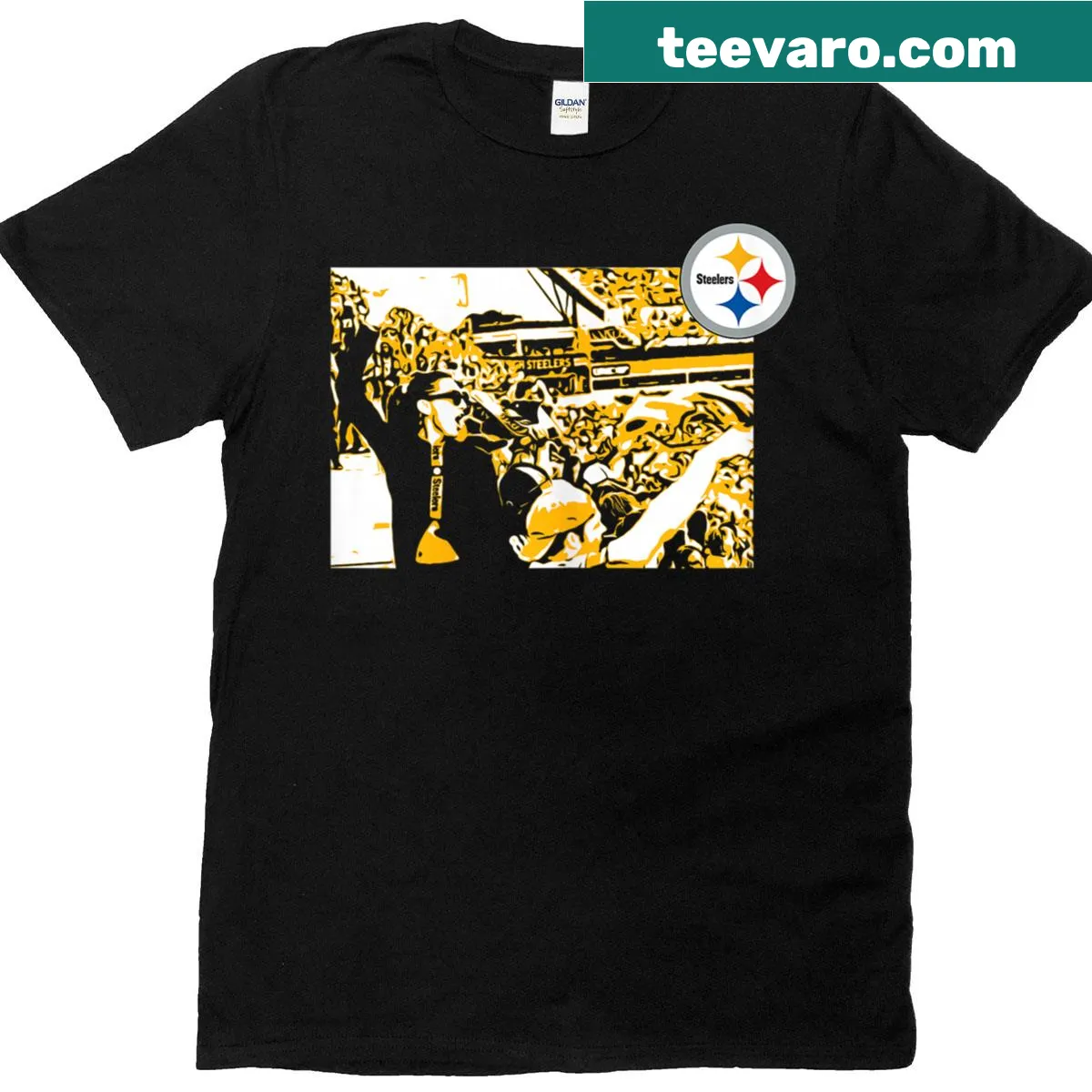 Illustrated stadium crowd on a t-shirt — on a men's t-shirt