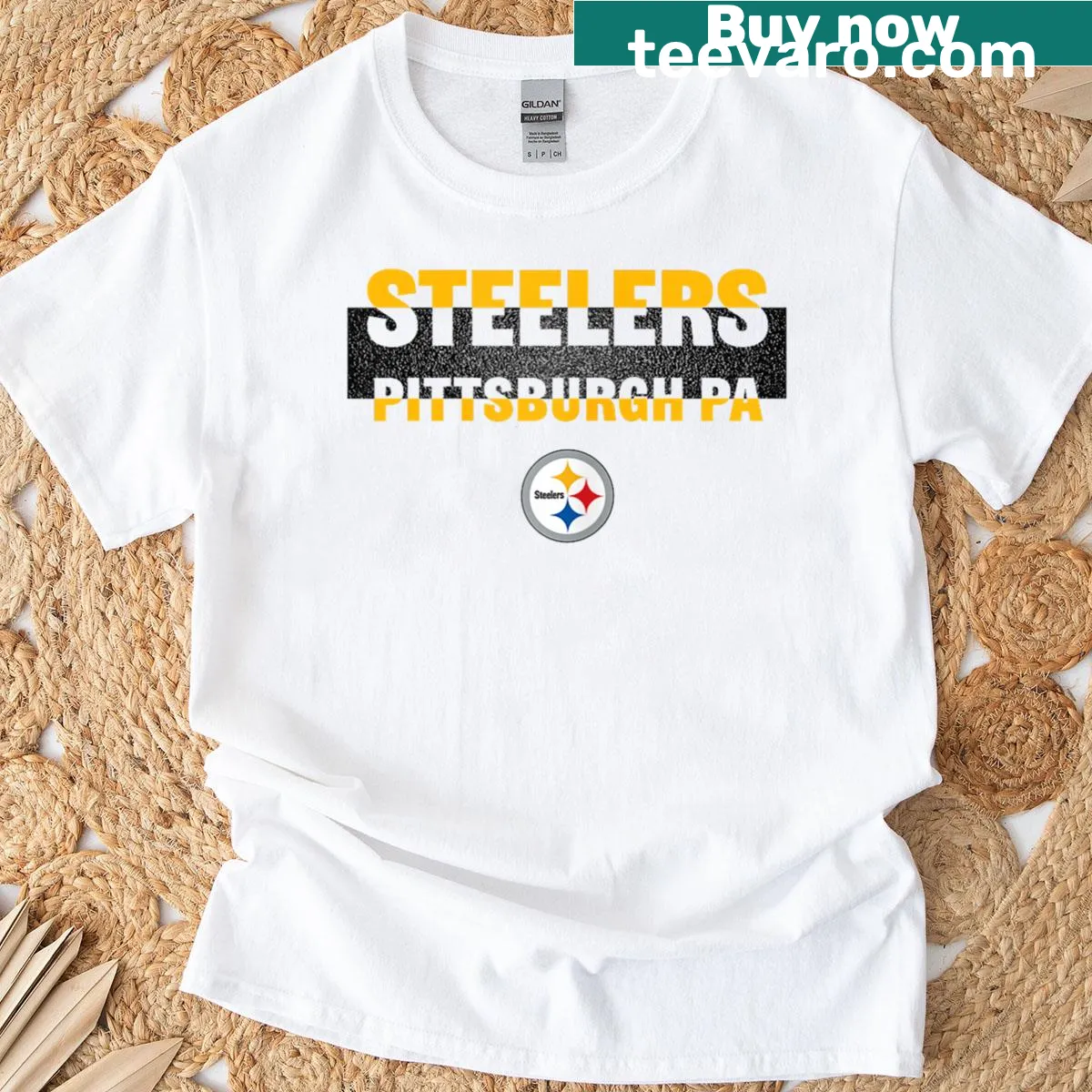 Pittsburgh Steelers emblem graphic on a t-shirt — on a men's t-shirt