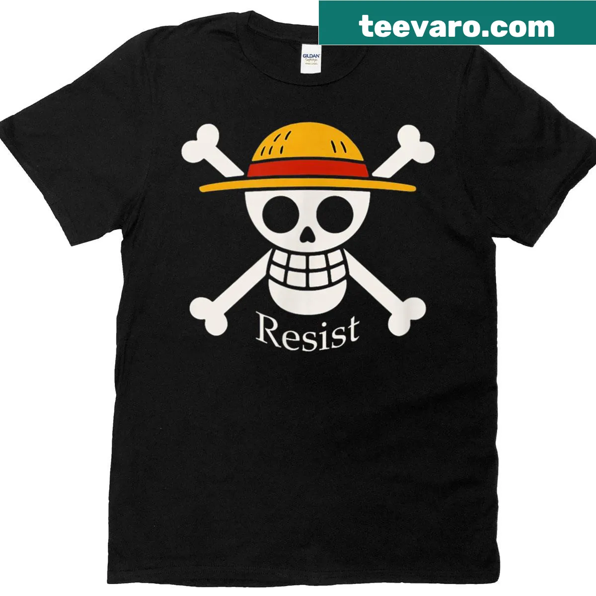 Straw Hat Jolly Roger design on a T-shirt — on a men's t-shirt