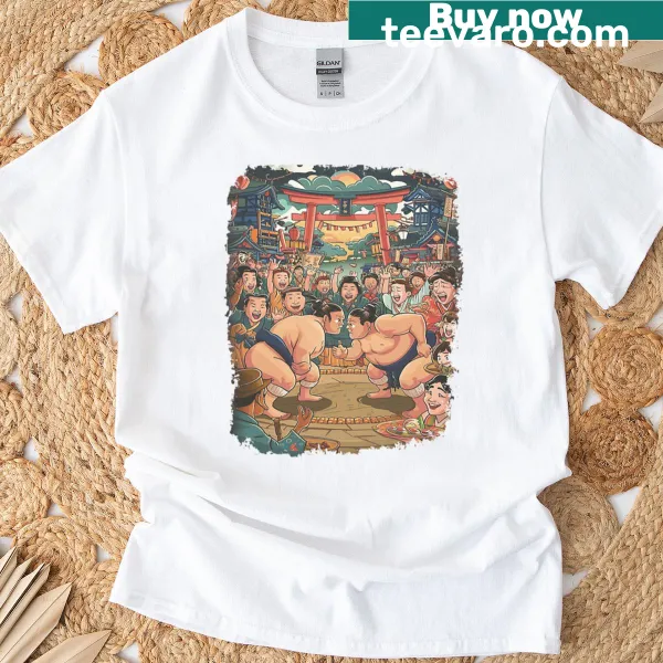 T-shirt with a playful sumo wrestling graphic