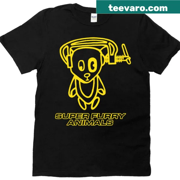 Vintage styled Super Furry Animals Britpop t-shirt with playful graphic