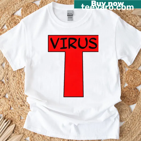 Stylized T Virus graphic T-shirt with a sci-fi theme