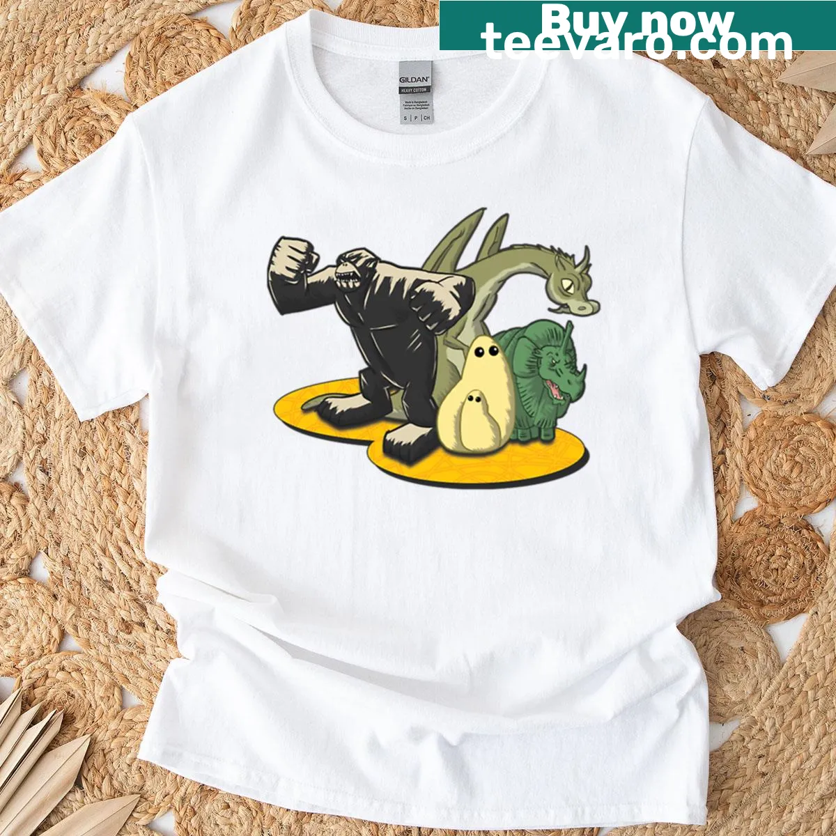 Graphic of Team Herculoids on a vintage-styled t-shirt — on a men's t-shirt