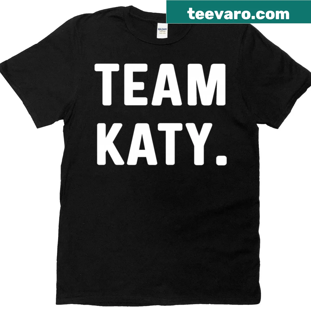 Team Katy t-shirt with bold text — on a men's t-shirt