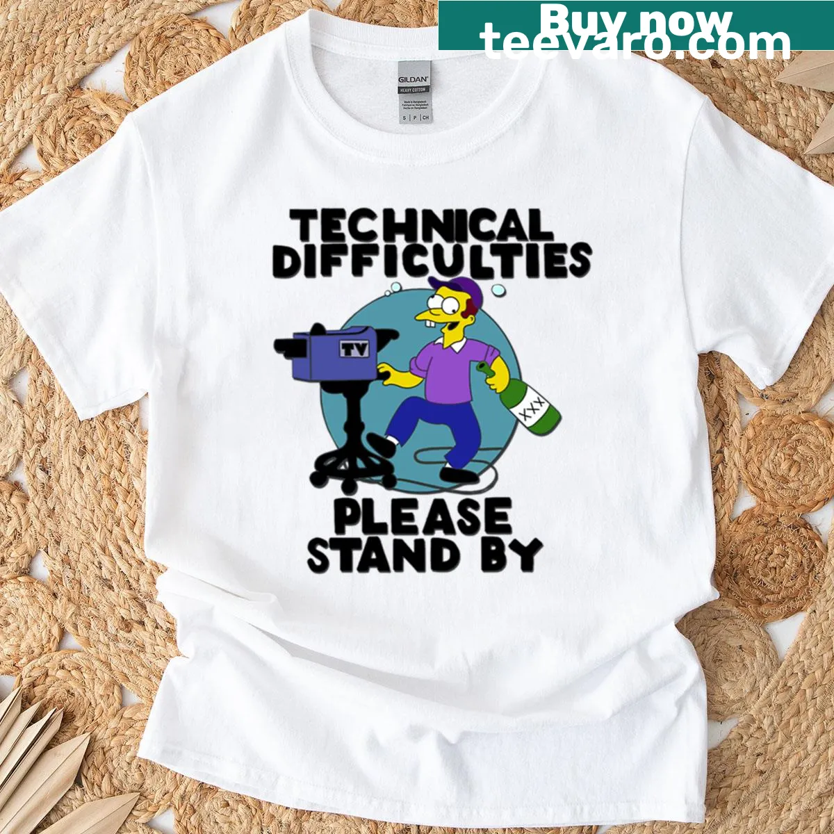 Funny typography stating 'Technical Difficulties - Please Stand By' — on a men's t-shirt