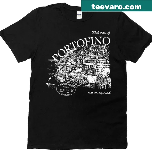 Artistic t-shirt featuring the scenic view of Portofino, Italy